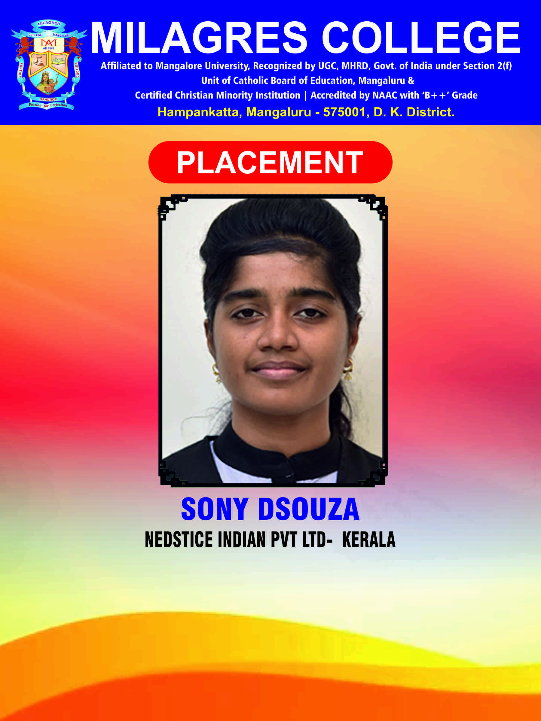 Successfully placed student